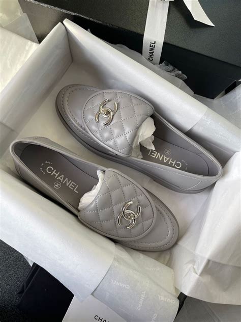 chanel loafers grey|chanel platform loafers.